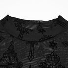 PUNK RAVE Women's Plus Size Gothic Star Cross Flocking Mesh T-shirt