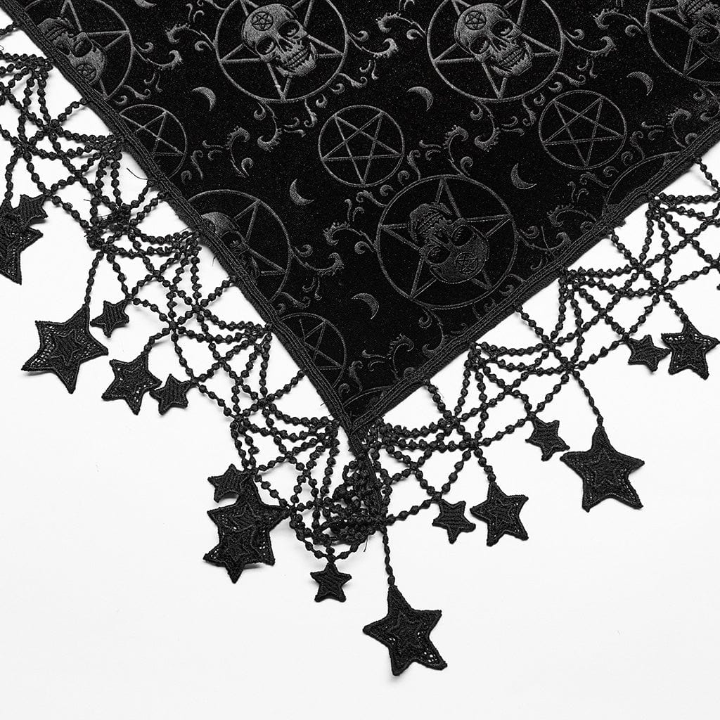 PUNK RAVE Women's Plus Size Gothic Star Tassels Velvet Cape