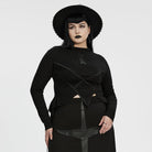 PUNK RAVE Women's Plus Size Punk Irregular Moon Printed Shirt