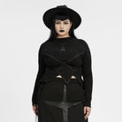 PUNK RAVE Women's Plus Size Punk Irregular Moon Printed Shirt