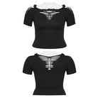 PUNK RAVE Women's Plus Size Punk Ripped Buckle Shirt