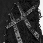 PUNK RAVE Women's Punk Asymmetric Eyelet Lace-up Distressed Maxi Skirt