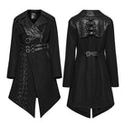 PUNK RAVE Women's Punk Asymmetric Lapel Lace-up Long Jacket