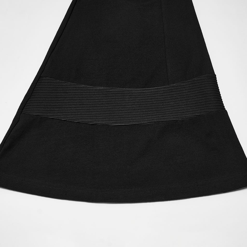 PUNK RAVE Women's Punk Asymmetric Tassel Buckle Strap Flared Pants