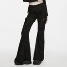 PUNK RAVE Women's Punk Asymmetric Tassel Buckle Strap Flared Pants