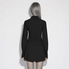PUNK RAVE Women's Punk Asymmetric Turn-down Collar Puff Sleeved Dress
