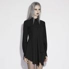 PUNK RAVE Women's Punk Asymmetric Turn-down Collar Puff Sleeved Dress