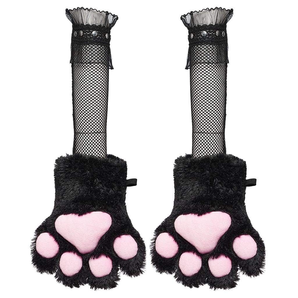 PUNK RAVE Women's Punk Bear's-paws Fluffy Gloves