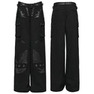 PUNK RAVE Women's Punk Big Pocket Buckle Strap Lace-up Pants