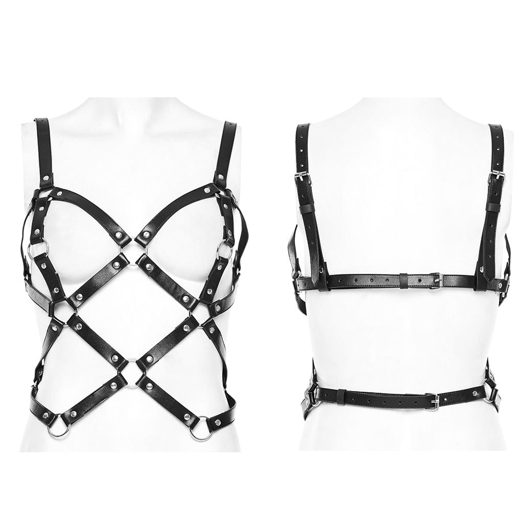 PUNK RAVE Women's Punk Buckle Crossed Body Harness