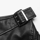 PUNK RAVE Women's Punk Buckle Faux Leather A-line Short Skirt