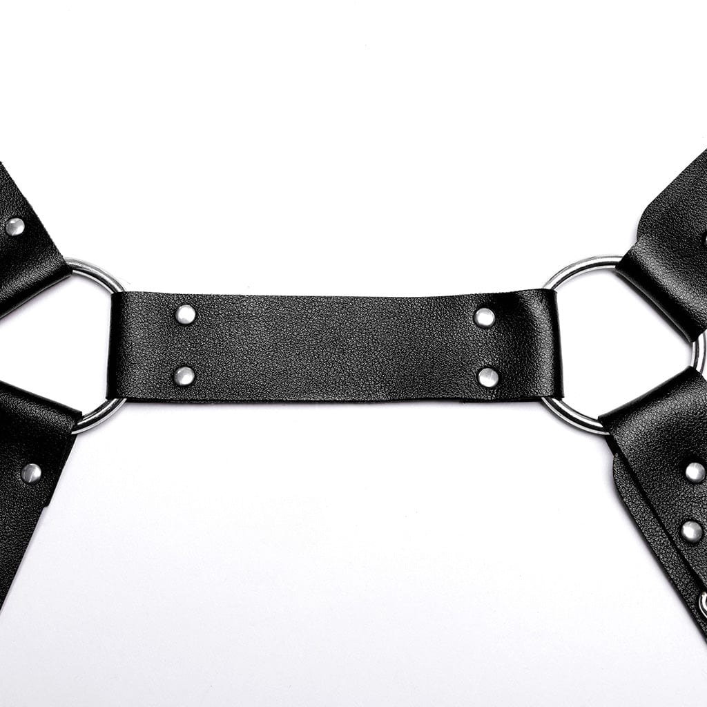 PUNK RAVE Women's Punk Buckle Faux Leather Body Harness