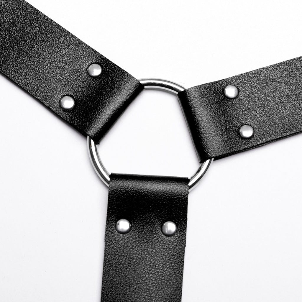 PUNK RAVE Women's Punk Buckle Faux Leather Body Harness