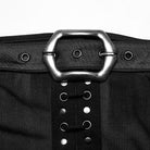 PUNK RAVE Women's Punk Buckle Lace-Up Eyelet Off Shoulder Dress Black