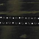 PUNK RAVE Women's Punk Buckle Lace-Up Eyelet Off Shoulder Dress Black-Green