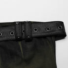 PUNK RAVE Women's Punk Buckle Lace-Up Eyelet Off Shoulder Dress Black-Green