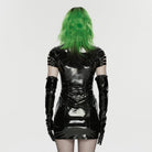 PUNK RAVE Women's Punk Buckle Strap Cutout Mesh Splice Dress