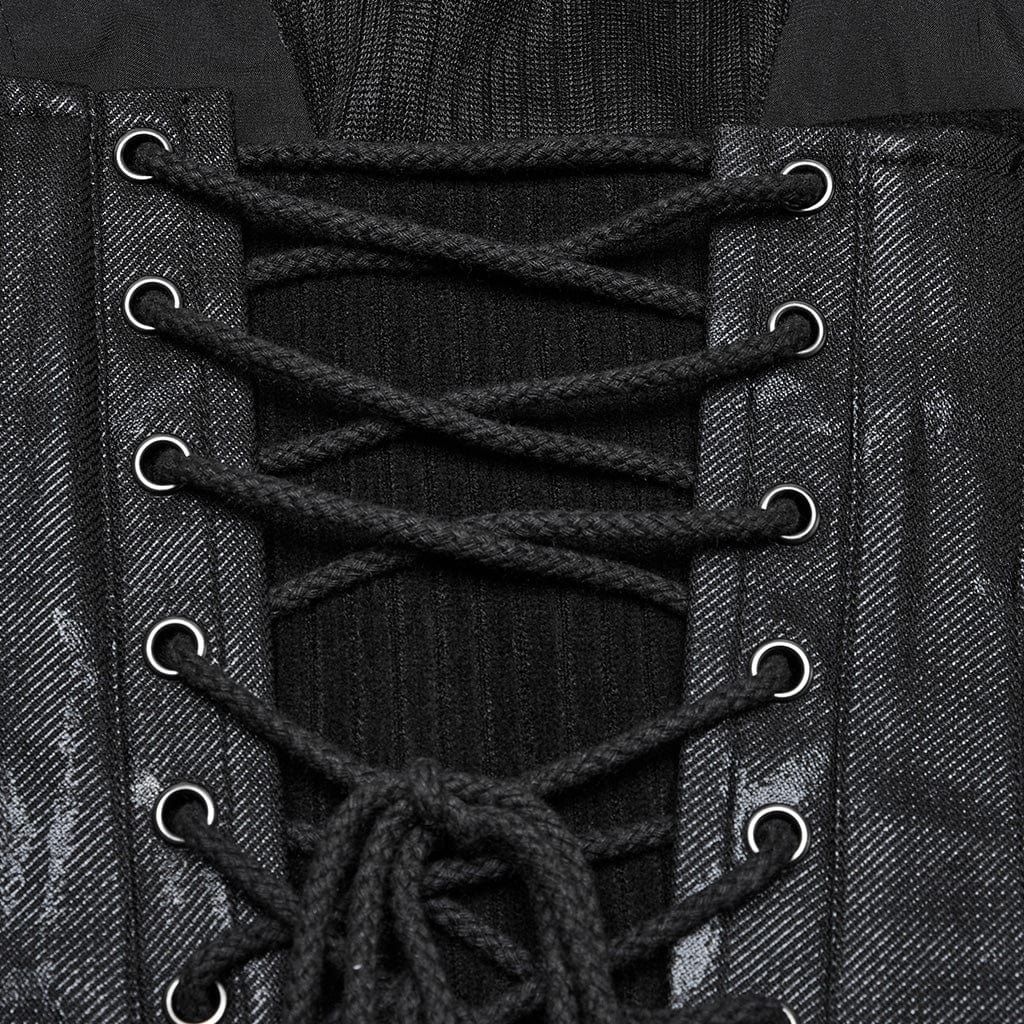PUNK RAVE Women's Punk Buckle Strap Lace-up Overbust Corset