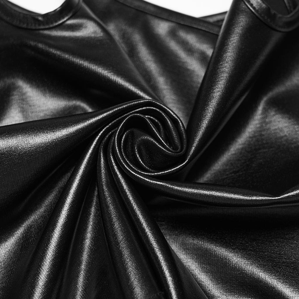 PUNK RAVE Women's Punk Buckle Strap Square Neck Tank Top