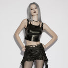 PUNK RAVE Women's Punk Buckle Strap Square Neck Tank Top