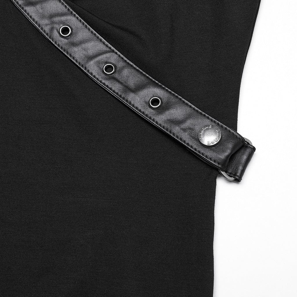 PUNK RAVE Women's Punk Buckle Strap Tank Top