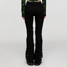 PUNK RAVE Women's Punk Buckle Unedged Flared Pants