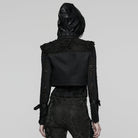 PUNK RAVE Women's Punk Buckle-up Collar Ripped Short Vest