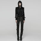 PUNK RAVE Women's Punk Buckle-up Collar Ripped Short Vest