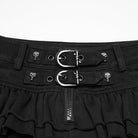 PUNK RAVE Women's Punk Buckle-up Ruffled Streamer Shorts