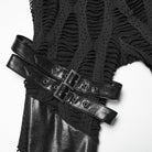 PUNK RAVE Women's Punk Buckle-up Strap Ripped Pants