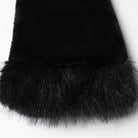 PUNK RAVE Women's Punk Buckle-up Strap Stand Collar Faux Fur Short Cape Black