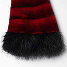 PUNK RAVE Women's Punk Buckle-up Strap Stand Collar Faux Fur Short Cape Red
