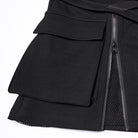 PUNK RAVE Women's Punk Buckle-up Zip Big Pockets Techwear Skirt