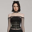 PUNK RAVE Women's Punk Buckles Mesh Underbust Corsets