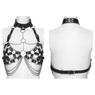 PUNK RAVE Women's Punk Chain Faux Leather Weaving Halterneck Body Harness