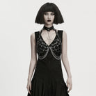 PUNK RAVE Women's Punk Chain Faux Leather Weaving Halterneck Body Harness