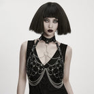 PUNK RAVE Women's Punk Chain Faux Leather Weaving Halterneck Body Harness