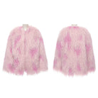 PUNK RAVE Women's Punk Contrast Color Faux Fur Coat Pink