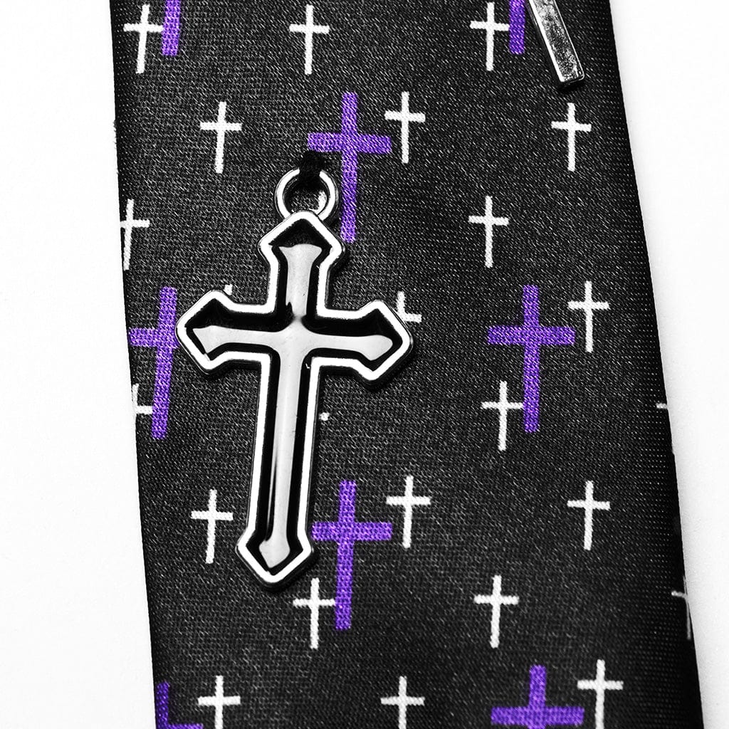 PUNK RAVE Women's Punk Cross Printed Tie