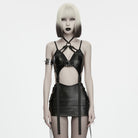 PUNK RAVE Women's Punk Cutout Buckle Strap Halter Lingerie