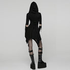 PUNK RAVE Women's Punk Cutout Buckle Strap Hooded Dress