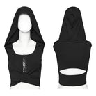 PUNK RAVE Women's Punk Cutout Crossed Tank Top with Hood