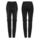 PUNK RAVE Women's Punk Cutout Mesh Eyelet Jeans