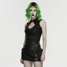 PUNK RAVE Women's Punk Cutout Rivets Tank Top