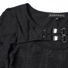 PUNK RAVE Women's Punk Cutout Ruched Ripped T-Shirt