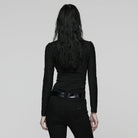 PUNK RAVE Women's Punk Cutout Ruched Ripped T-Shirt