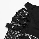 PUNK RAVE Women's Punk Cutout Skull Printed Mesh Splice Shirt