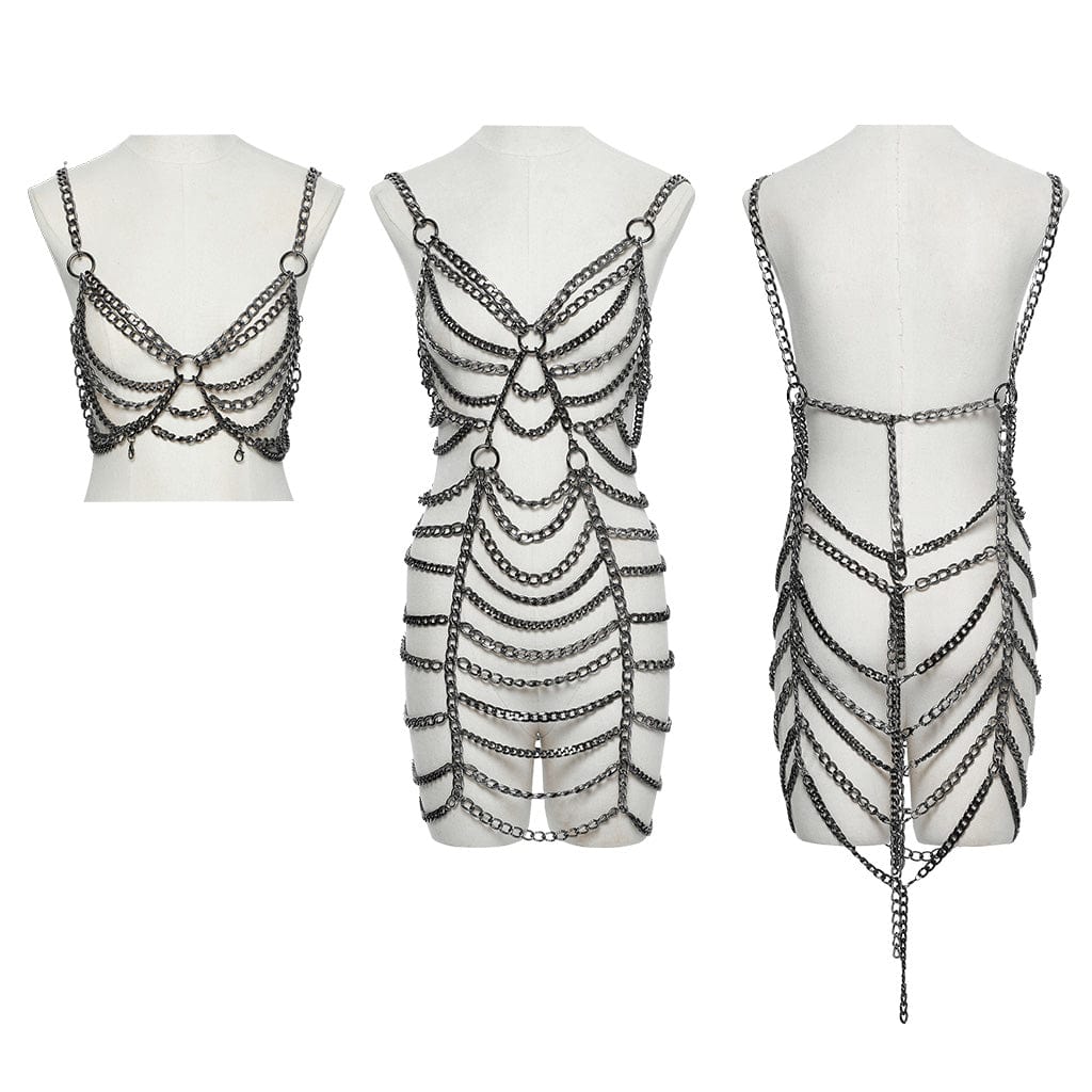 PUNK RAVE Women's Punk Detachable Chain Body Harness