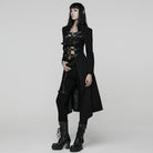PUNK RAVE Women's Punk Detachable Mesh Lace-up Buckle Strap Coat
