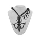 PUNK RAVE Women's Punk Dragon Bone Cross Chained Necklace